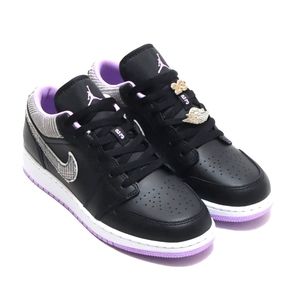 Air Jordan 1 Low Houndstooth GS, Black/Lilac/Metallic Silver/White, DH0570-015